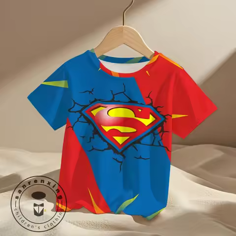 Summer New Marvel Heroes Superman Boys And Girls Children's Printed T-shirt Children's Summer Fashio