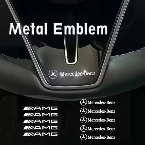 Car Logo Stickers Metal Emblem Interior Random Stickers Steering Wheel Decal Metal Emblem for Merced