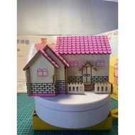 3D mini wooden house model - pink rural house