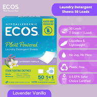 ECOS Liquidless Laundry Detergent Strips 50 Squares (50 Loads) Lavender Vanilla