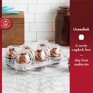 Cupcake Box 6 Cavity Kotak Kek Plastic 6 Hole Cupcakes Holder Container Transparent Uneedkek Ready S