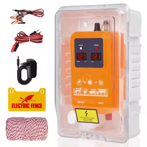 15KM Electric Fence Energizer 2 Joules 7-13KV Electric Fence Charger for Livestock for Wildlife Prev