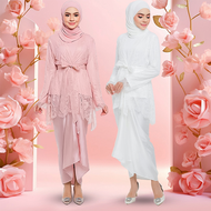 JOJOBars Lace Baju Kurung Sulam baju pengantin perempuan Kurung Moden Kebaya Tunang Nikah Kenduri Kedah/Nikah Pleated Kurung