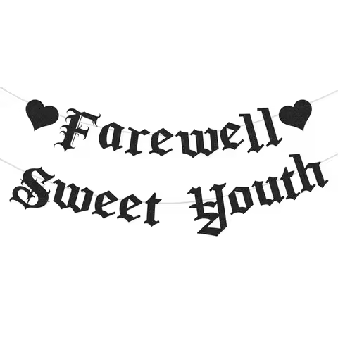 Farewell Sweet Youth Old English Goth Party Banner Gothic Blackletter Party Garland, Funeral for My 