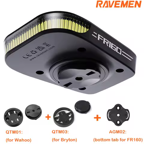 Ravemen FR160 LED Bike Front Light Bicycle Headlight QTM01+QTM03 Mount Tab For Garmin Wahoo Bryton G
