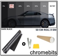 50cm X 3m Window Tint Film Black Roll VLT 15% For Car Auto House Commercial