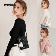WURIMH924YYI Mini Phone Bag, PU Leather Polka Dot Crossbody Bag, Fashion Y2K Heart Pendant Small Squ