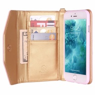 555jewelry เคสโทรศัพท์ เคสกระเป๋าสตางค์ iPhone 7 \ iPhone 8  Wallet Case  เคสมือถือ นำเข้าจาก USA   True Color Premium Tri-Fold Leatherette Wristlet Clutch Folio Purse Cover with Removable Wrist Strap - เคสไอโฟน Pink(เคสไอโฟน7เคสไอโฟน8iphone7)