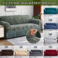 Jacquard Sofa Cover 1/2/3/4 Seater Stretch Fabric L-shaped Couch Cover Seersucker Skirt Sofa Covers