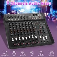 NEW Professional 9 Channel Console Studio Audio Mixer USB bluetooth DJ Sound Mixing for Family KTV Meeting Campus Speech