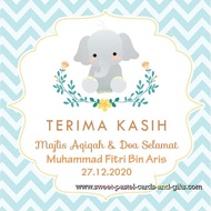 TQ STICKER DOOR GIFT BABY BOY MAJLIS AQIQAH / AKIKAH / CUKUR JAMBUL (DESIGN01) Size:4/5/6/7/8cm