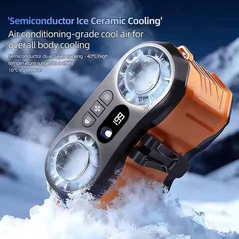 Semiconductor Waist Fan 16°C Icy Cooling 4000mAh Rechargeable Portable Air Conditioner Fan with LED 