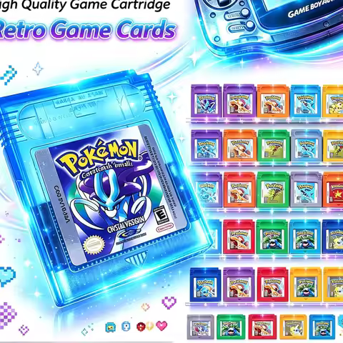 NEW USA ESP FRA GBC Pokémon Cartridge Bundle Red/Blue/Crystal/Gold/Silver/Yellow/Green Multilingual 