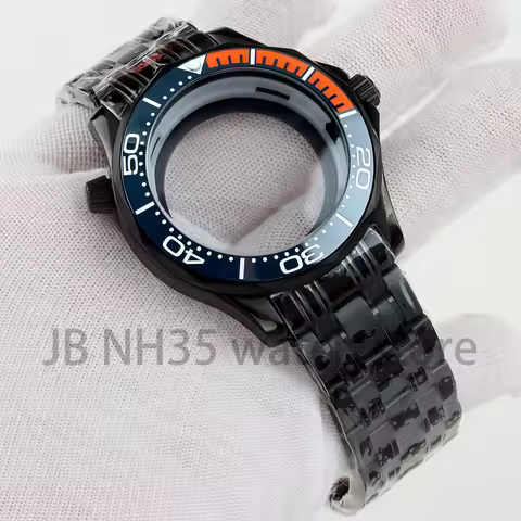 41mm Black PVD NH35 Watch Case Waterproof Watch Parts For Seamaster 300 Nh35 Nh36 Movment 31MM Dial 