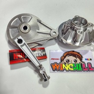 ชุด3ชิ้น ฝาเบรคหลัง CNC สีเงิน + ดุมสเตอร์ CNC + มือลิงซู NUI  WAVE110i 2009-2025 / WAVE125R / WAVE1