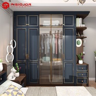 💘&amp;Light Luxury Wardrobe Simple Modern Economical Assembly Nordic Bedroom Solid Wood Six Open Door Cabinet Overall Combin