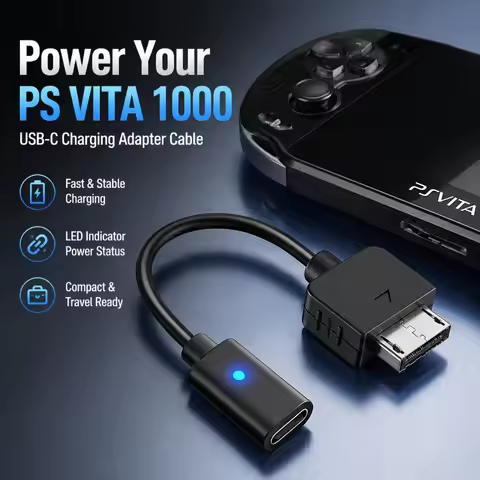 USB C Cable for Playstation Vita 1000 Controller Charging Adapter Type C LED Convert Cord for PS Vit