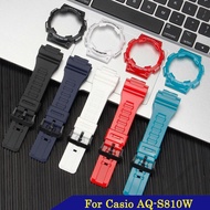 Silicone Watchband Frame Bezel for Casio G-SHOCK AQ-S810W Waterproof Rubber Watch Case Bracelet 18mm for AQS810