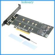 KOK PCIE Split Card 2 Port M 2 NVME M KEY for 2230 2242 2260 2280 22110 NVME SSDs