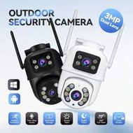 1PC Dual-Lens Wireless Security Camera - 2.4GHz, IPX5, AI Motion Tracking, Color Night Vision, Two-W