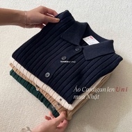 UNI Ribbed Polo Collar Cardigan