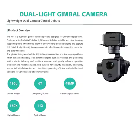 NCZOBOE Wide-Angle Camera 48MP Telephoto Camera High Definition Thermal Imaging Camera Three-Axis St