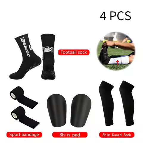 4 PCS Set Men Women Football Equipment Sports Non-slip Football Socks Compression Socks Sports Leg G