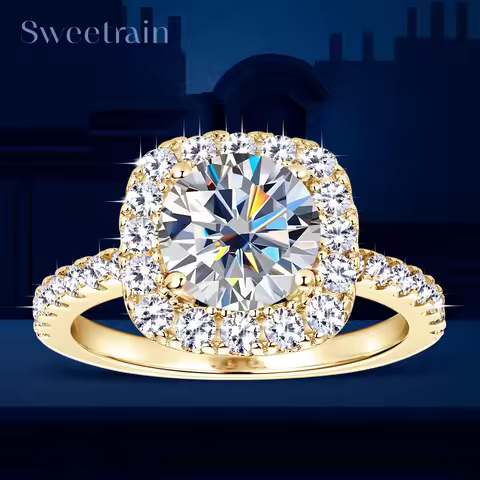 2CT GRA Certified Moissanite Ring for Women 8MM Brilliant Diamond Wedding Finger Rings 925 Sterling 