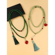 Sweater Chain Beaded Necklace Tassel New Chinese Style Crossbody Chain Cinnabar Vintage Chinese Styl