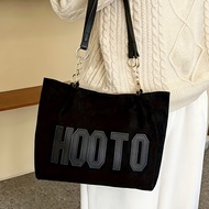 Wo Retro Embroidered "HOOTO" Crossbody Handbag-Large Capacity Convertible Handbag with Zipper Openin