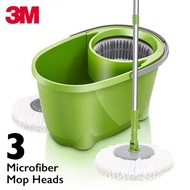 3M Scotch-Brite 360° Spin Mop Bucket Set with 3 Microfiber Mop Heads