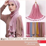 [SG] Solid Color Bubble Chiffon Hijab Scarf Women Long Soft Wrap Scarf Shawl Scarves Muslim Hijabs H