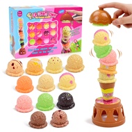 Educational Toys Birthday Gift Pretend Play Set for Toddlers Stack Tower Ice Cream Toy Stack