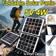👍4in1 Solar Panel Polycrystalline Silicon 5V4W Solar Panel with Stand Waterproof 6V6W Multiple Charg