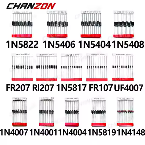 14 Values Fast Switching Schottky Diode Assorted Kit 1N4001 1N4004 1N4007 1N5408 UF4007 FR207 1N5817
