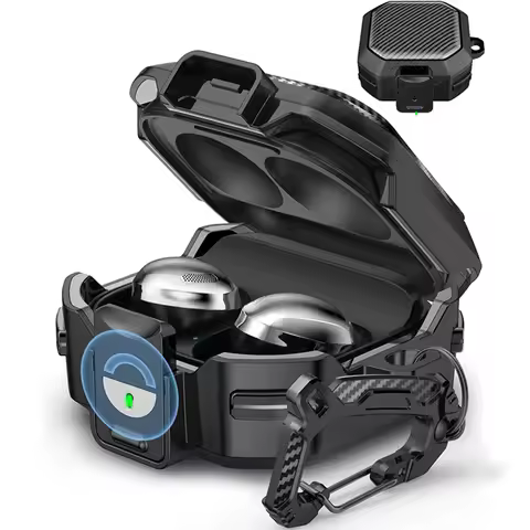 Switch Buckle Armor Cover For Samsung Galaxy Buds Pro 2 Buds Live FE Buzz Pro Case Carbon Fibre Coqu