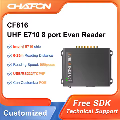 CHAFON CF816 uhf E710 fixed reader 8 antenna ports with RS232 RJ45(TCPIP) interface provide free SDK