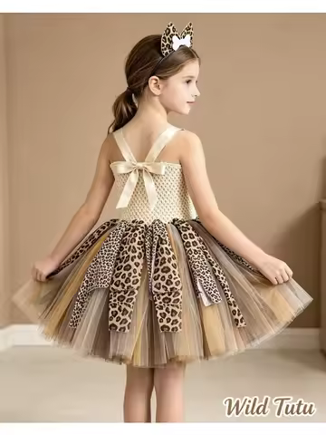 Kids Caveman Primitive Style Tutu Dress Aboriginal Indian Savage Theme Outfit Halloween Carnival Sta