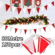 MERAH 80 Meters Triangle Flag Red and White Triangle Flag/ Outdoor Red and White Triangle Flag/ Fabr