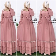 Zahra maxi ceruty bebydoll mix renda import /gamis syarii seruty bebydoll kombinasi / gamis seruty b