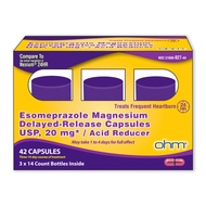 Ohm Esomeprazole Magnesium USP 20mg, Delayed Release Capsules, Treats Frequent Heartburn, 42 Capsule