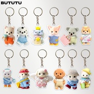 BUTUTU Sylvanian Families Doll Keychain, Acrylic Forest Family Poodle Doll Keyrings, Cartoon Cute An
