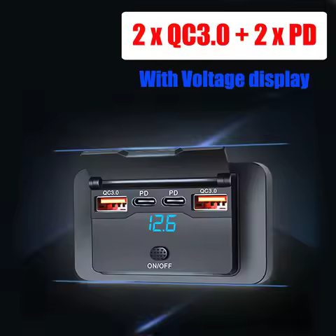 2024 4 Ports 12V RV USB Outlet 90W Dual USB C 36W and Dual QC 3.0 18W Port Car Charger Socket Access