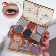 Amonghot> DIKALU Bear Swan Ballet Six Eyeshadow Palette Matte Fine Glitter Pearlescent Smoky Grey Re