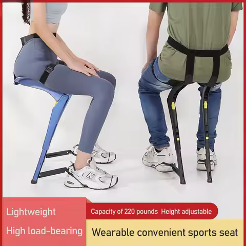 Lightweight Adjustable Wearable Exoskeleton Chair Foldable Fishing Stool Portable Outdoor Travel Mul