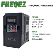 Inverter VFD 0.75kw/1.5kw/2.2kw/4kw/5.5kw Input 1phase 220v Output 3phase 220v Variable Frequency Dr