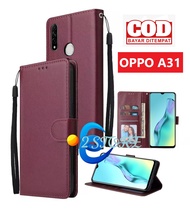 OPPO A31 Flip dompet buka tutup casing wallet kulit ada tempat foto flip leather case hp ada tali untuk OPPO A31