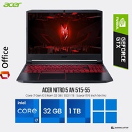 Laptop Gaming Acer Nitro 5 AN 515-55 Core i7 Gen 10 Ram 32 GB SSD 1 TB VGA Nvidia Geforce GTX 1060Ti
