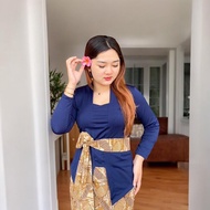 MERAH Modern Balinese Kebaya Top Bet Plain Stretch Kutubaru T-Shirt Black White Maroon Long Sleeve M