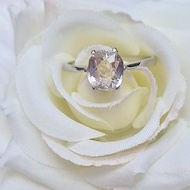 天然粉紅色紫鋰輝石尺寸 8*9 毫米單石戒指銀鍍鉑戒指